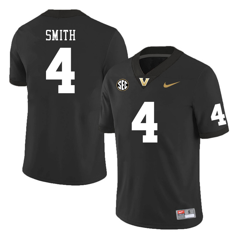 Vanderbilt Commodores #4 Patrick Smith College Football Jerseys Sale Stitched-Black